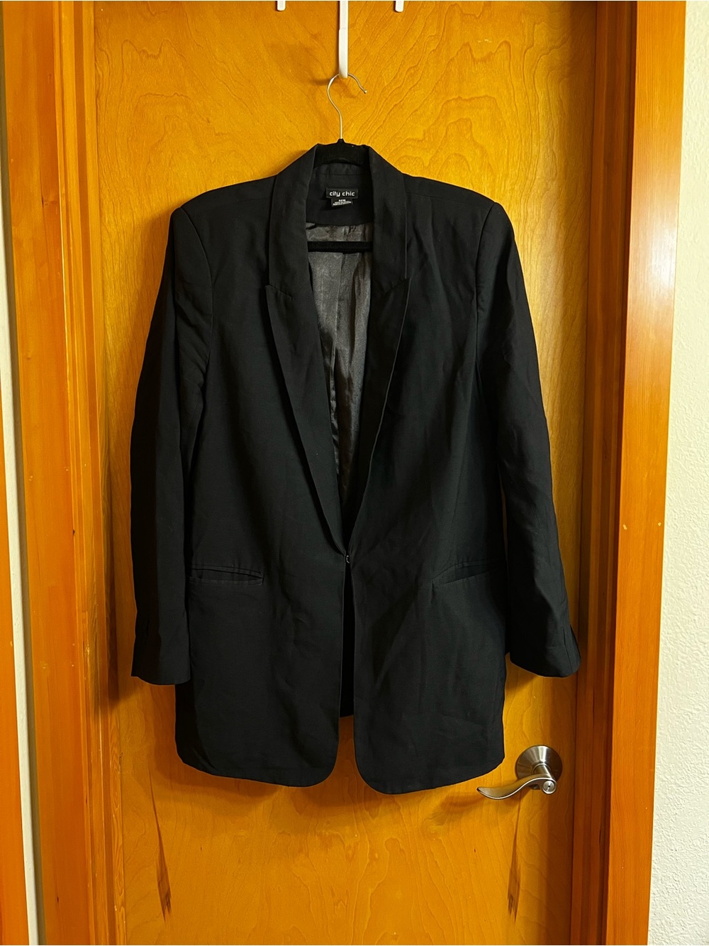 City Chic Black Longline Blazer